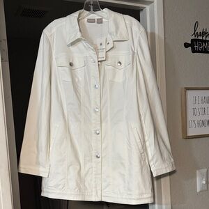 Chico's White Elongated Denim Jacket